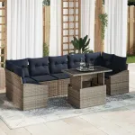 Set de canapele pentru grădină 8 pcs Gri Rattan poli GartenMobel Dekor