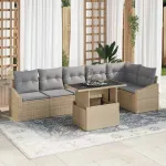 Set de canapele pentru grădină 7 pcs Beige și gri deschis GartenMobel Dekor