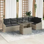 Set de canapele pentru grădină 7 pcs Gri deschis și gri închis GartenMobel Dekor