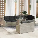 Set de canapele pentru grădină 9 pcs Gri deschis și gri închis GartenMobel Dekor