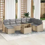 Set de canapele pentru grădină 9 pcs Beige și gri deschis GartenMobel Dekor