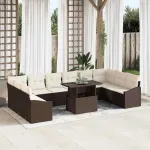 Set de canapele pentru grădină cu pernă 11 pcs Maro și Crem GartenMobel Dekor
