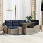 Set de canapele pentru grădină cu pernă 7 pcs Gri și bleumarin GartenMobel Dekor