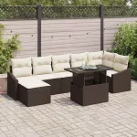 Set de canapele pentru grădină cu pernă 8 pcs Maro și Crem GartenMobel Dekor