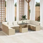 Set de canapele pentru grădină cu pernă 11 pcs Bej și crem GartenMobel Dekor