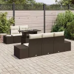 Set de canapele pentru grădină cu pernă 6 pcs Maro și Crem GartenMobel Dekor