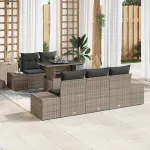 Set de canapele pentru grădină cu pernă cu depozitare 6 pcs Gri GartenMobel Dekor