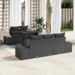 Set de canapele pentru grădină cu pernă cu pernă 6 pcs Negru GartenMobel Dekor