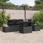 Set de canapele pentru grădină 6 pcs Negru Rattan poli GartenMobel Dekor
