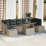 Set de canapele pentru grădină 8 pcs Gri deschis și gri închis GartenMobel Dekor