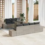 Set de canapele pentru grădină 8 pcs Gri deschis și gri închis GartenMobel Dekor