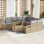 Set de canapele pentru grădină 9 pcs Beige și gri deschis GartenMobel Dekor