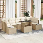 Set de canapele pentru grădină cu pernă 8 pcs Bej și crem GartenMobel Dekor