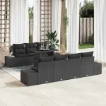 Set de canapele pentru grădină cu pernă 8 pcs Negru GartenMobel Dekor