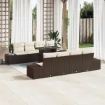 Set de canapele pentru grădină cu pernă 9 pcs Maro și Crem GartenMobel Dekor