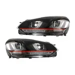 RHD Faruri LED VW Golf 6 VI (2008-2013) Golf 7 U Design Rosu GTI Semnal Dinamic