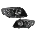 Faruri Angel Eyes BMW Seria 3 E90 Sedan E91 Touring (03.2005-2011) Negru