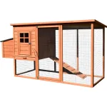 Coteț din lemn pentru găini Strend Pro, cu țarc și acoperiș, 200x75,5x103 cm