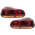 Stopuri Full LED VW Golf 6 VI (2008-2013) R20 Design Rosu Fumuriu cu Semnal Dinamic