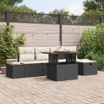 Set de canapele pentru grădină cu pernă 6 pcs Negru poliratan GartenMobel Dekor