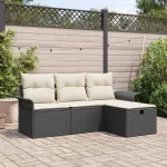 Set de canapele pentru grădină cu pernă 4 pcs Rattan poli GartenMobel Dekor