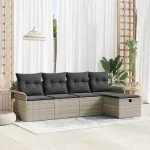 Set de canapele pentru grădină 5 pcs Gri deschis Rattan poli GartenMobel Dekor