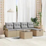 Set de canapele pentru grădină cu pernă 6 pcs Bej Rattan poli GartenMobel Dekor
