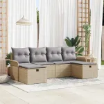 Set de canapele pentru grădină cu pernă 6 pcs Bej Rattan poli GartenMobel Dekor