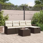 Set de canapele pentru grădină cu pernă 6 pcs Maro Rattan poli GartenMobel Dekor