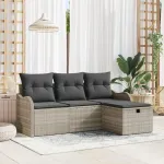 Set de canapele pentru grădină 4 pcs Gri deschis Rattan poli GartenMobel Dekor