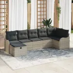 Set de canapele pentru grădină 7 pcs Gri deschis Rattan poli GartenMobel Dekor