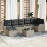 Set de canapele pentru grădină 8 pcs Gri deschis Rattan poli GartenMobel Dekor