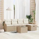Set de canapele pentru grădină cu pernă 6 pcs Bej Rattan poli GartenMobel Dekor