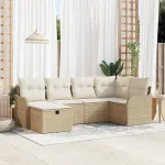 Set de canapele pentru grădină cu pernă 6 pcs Bej Rattan poli GartenMobel Dekor