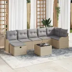 Set de canapele pentru grădină cu pernă 8 pcs Bej Rattan poli GartenMobel Dekor