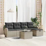 Set de canapele pentru grădină 6 pcs Gri deschis Rattan poli GartenMobel Dekor