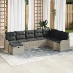 Set de canapele pentru grădină 8 pcs Gri deschis Rattan poli GartenMobel Dekor