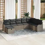 Set de canapele pentru grădină cu pernă 8 pcs Gri poliratan GartenMobel Dekor