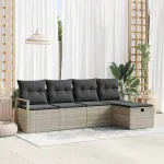 Set de canapele pentru grădină 5 pcs Gri deschis Rattan poli GartenMobel Dekor
