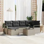 Set de canapele pentru grădină 7 pcs Gri deschis Rattan poli GartenMobel Dekor