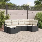 Set de canapele pentru grădină cu pernă 6 pcs Negru poliratan GartenMobel Dekor