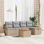 Set de canapele pentru grădină cu pernă 6 pcs Bej Rattan poli GartenMobel Dekor