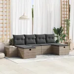 Set de canapele pentru grădină cu pernă 6 pcs Gri poliratan GartenMobel Dekor
