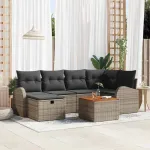 Set de canapele pentru grădină cu pernă 7 pcs Gri Rattan poli GartenMobel Dekor