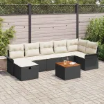 Set de canapele pentru grădină cu pernă 8 pcs Negru Rattan poli GartenMobel Dekor