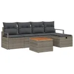 Set de canapele pentru grădină cu pernă 6 pcs Gri Rattan poli GartenMobel Dekor