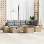 Set de canapele pentru grădină cu pernă 7 pcs Bej Rattan poli GartenMobel Dekor