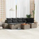 Set de canapele pentru grădină cu pernă 7 pcs Gri Rattan poli GartenMobel Dekor