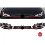 Ansamblu faruri LED cu grilă roșie pentru VW Golf 7 RHD 2012-2017