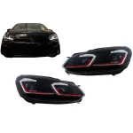 Faruri LED VW Golf 6 VI (2008-2013) Facelift G7.5 GTI Design Rosu Semnalizare Secventiala LHD